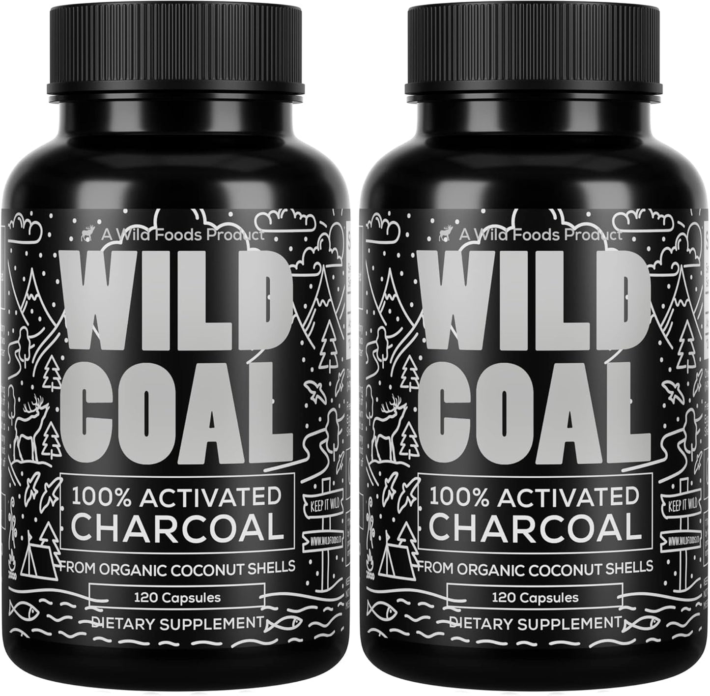 Wild Foods Activated Charcoal Capsules for Bloating Relief