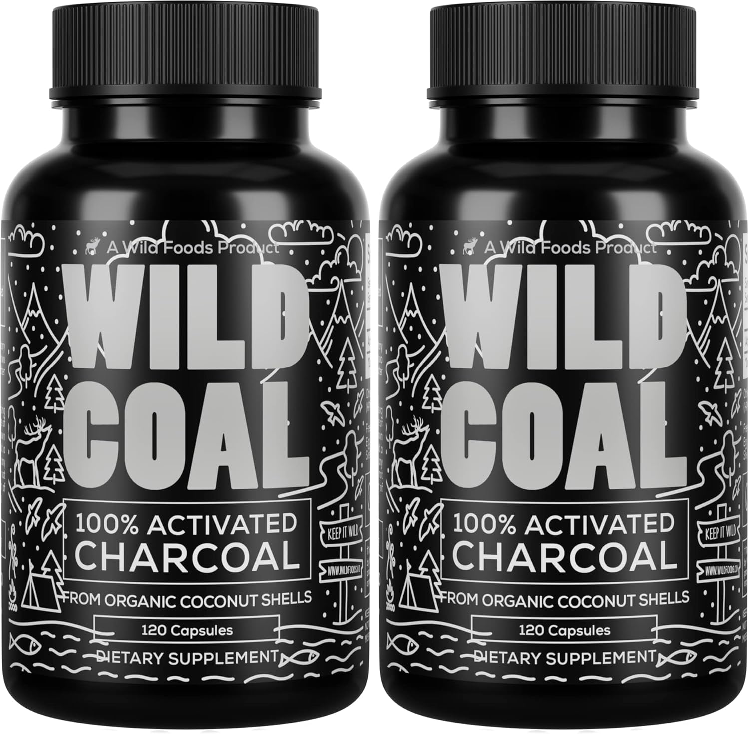 Wild Foods Activated Charcoal Capsules for Bloating Relief