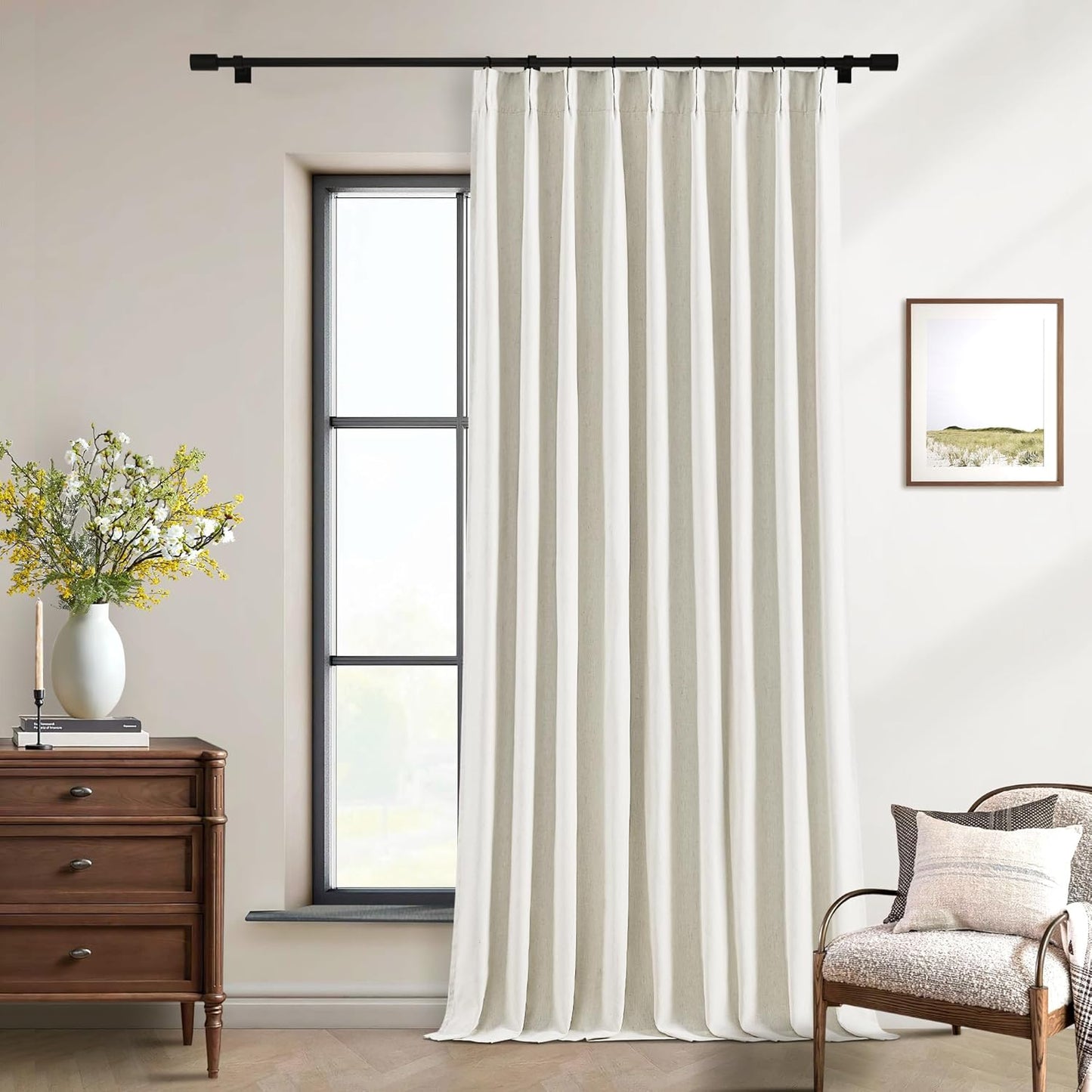 Natural Cream Linen Black Out Curtains for Elegant Living Spaces
