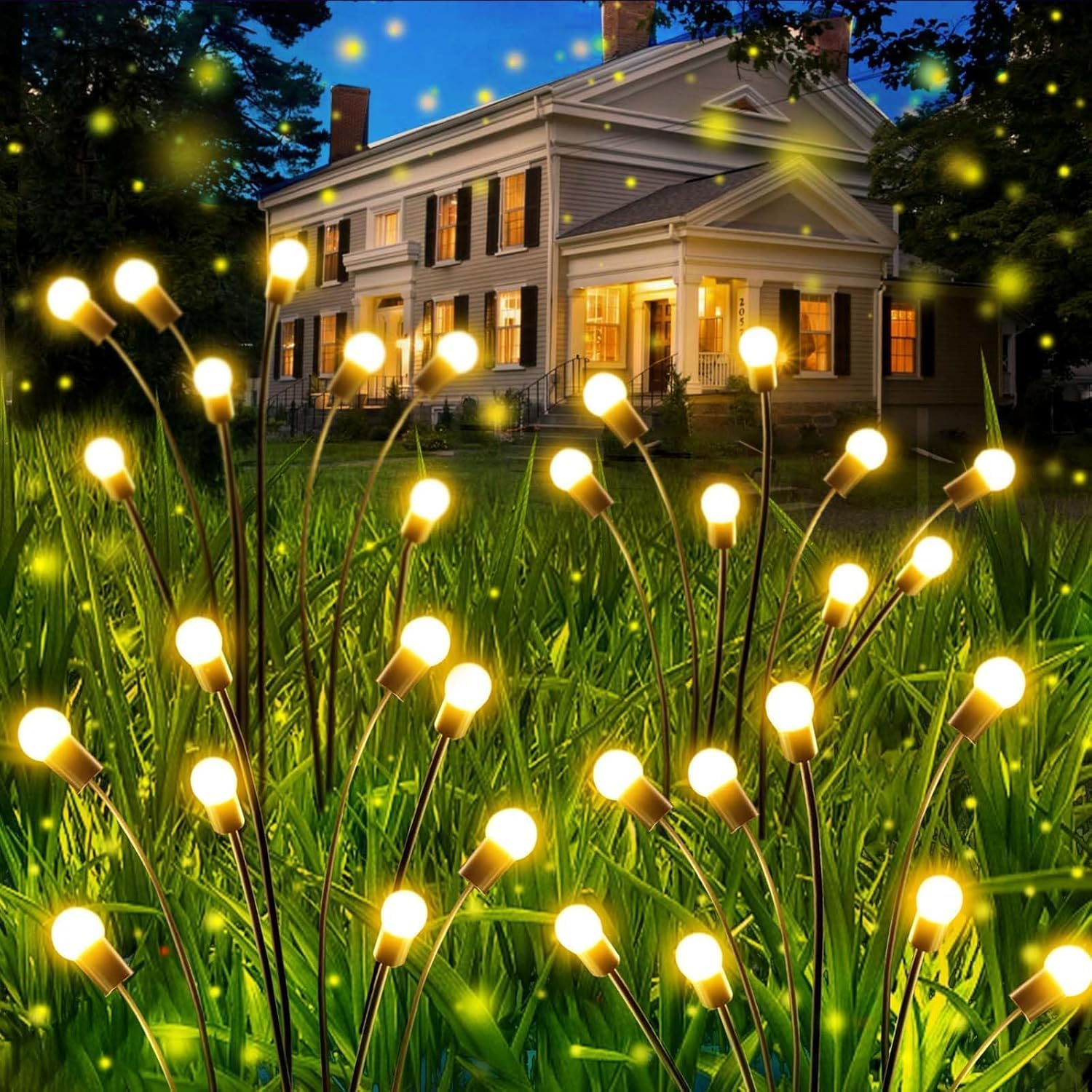OZS 12 Pack Solar Garden Lights - Firefly Outdoor Decor