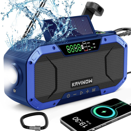 Hand Crank Emergency Weather Radio with Solar Power and Flashlight