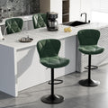 Bar Stools Set of 4 Adjustable Swivel Barstools - Upholstered Green