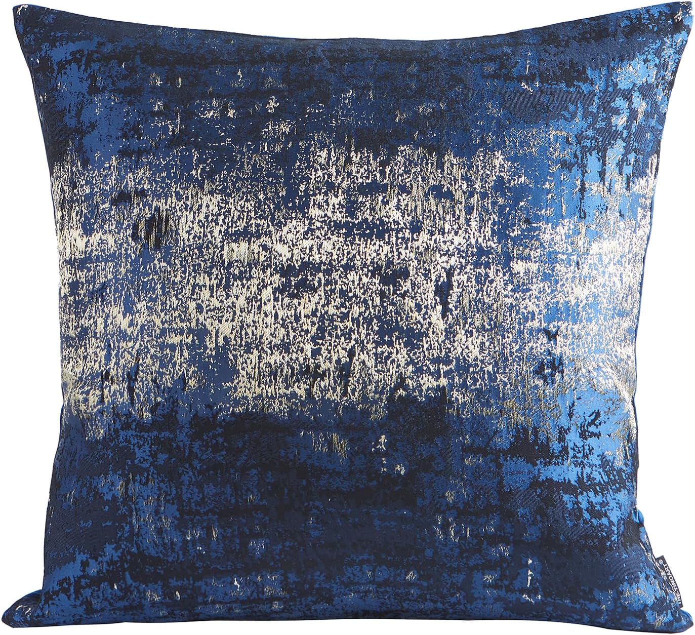 THE-TINOART Navy Gold Jacquard Pillow Cover for Luxury Decor