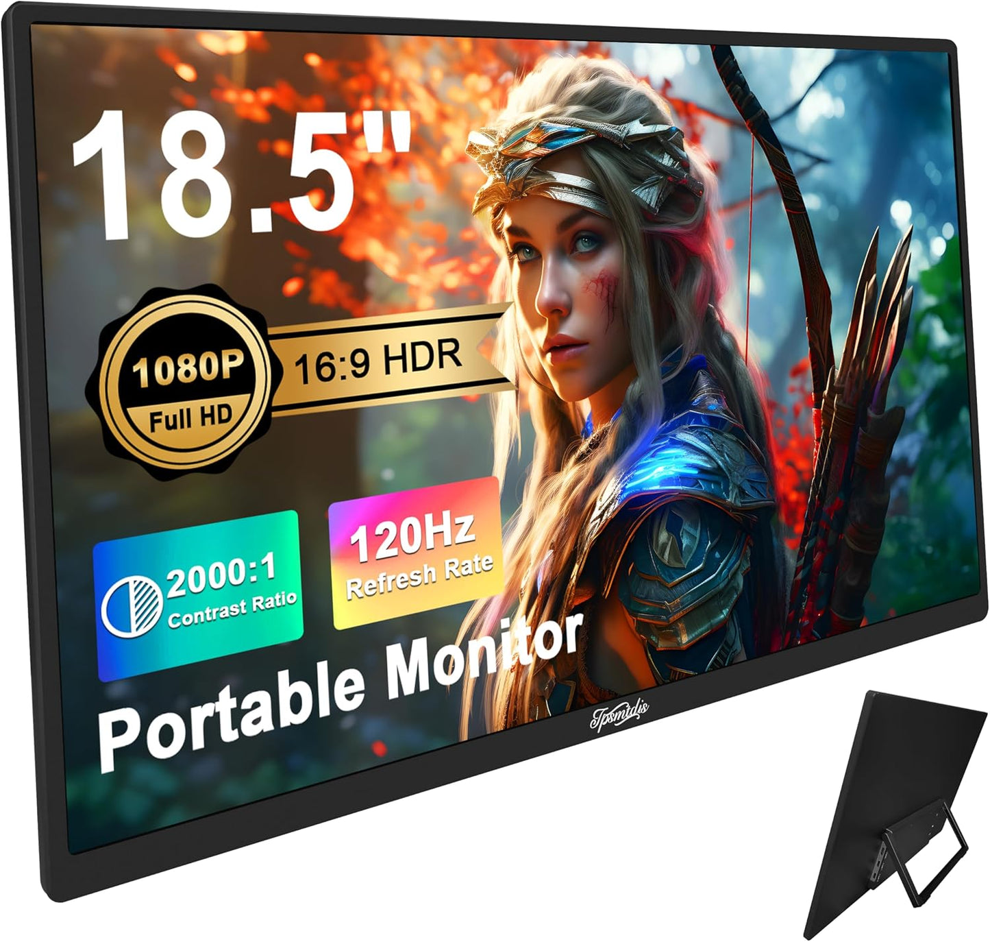 Travel Gaming Monitor: 120Hz FHD HDR, Dual Speakers