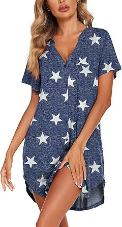 Ekouaer Women V Neck Button Down Nightgown for Comfort and Style