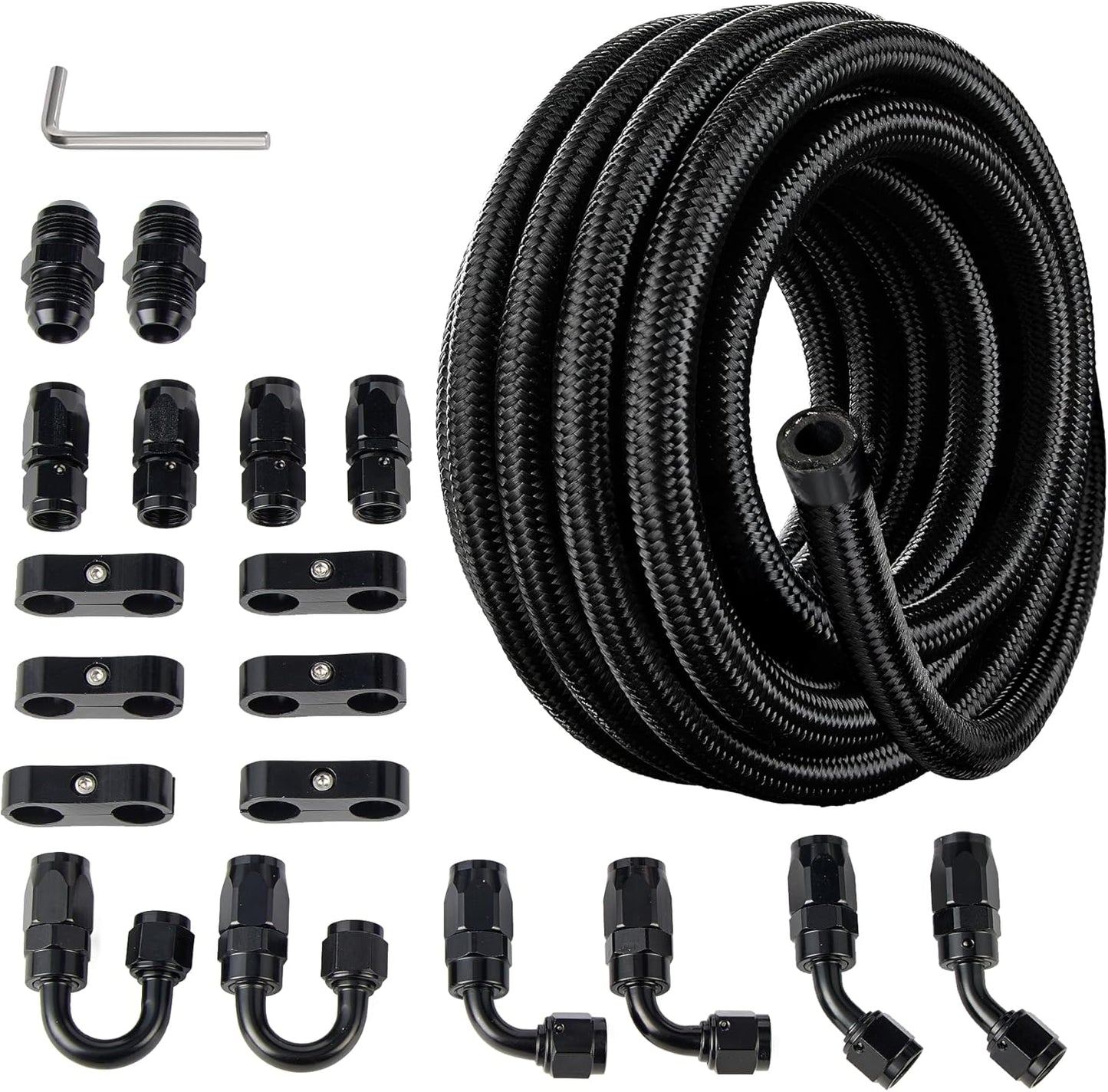 6AN Fuel Line Kit - Durable Nylon Braided Hose for Versatile Use