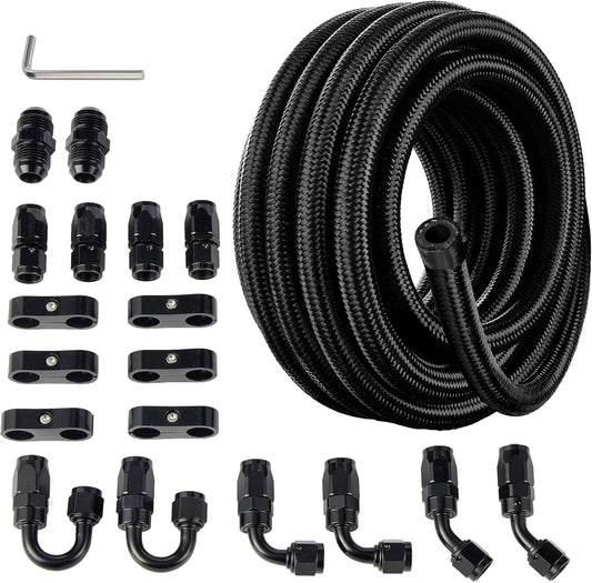 6AN Fuel Line Kit - Durable Nylon Braided Hose for Versatile Use