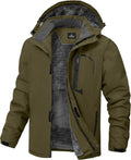 Mens Winter Jackets Waterproof Warm Fleece Ski Jacket with Hood