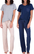 Real Essentials Women's Pajama Set 2 Pack - Soft, Breathable Sleepwear