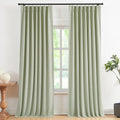 Vision Home Soft Green Pinch Pleated Full Blackout Curtains - Room
