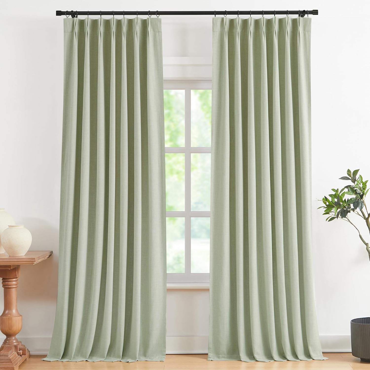 Soft Green Pinch Pleated Blackout Curtains for Any Room