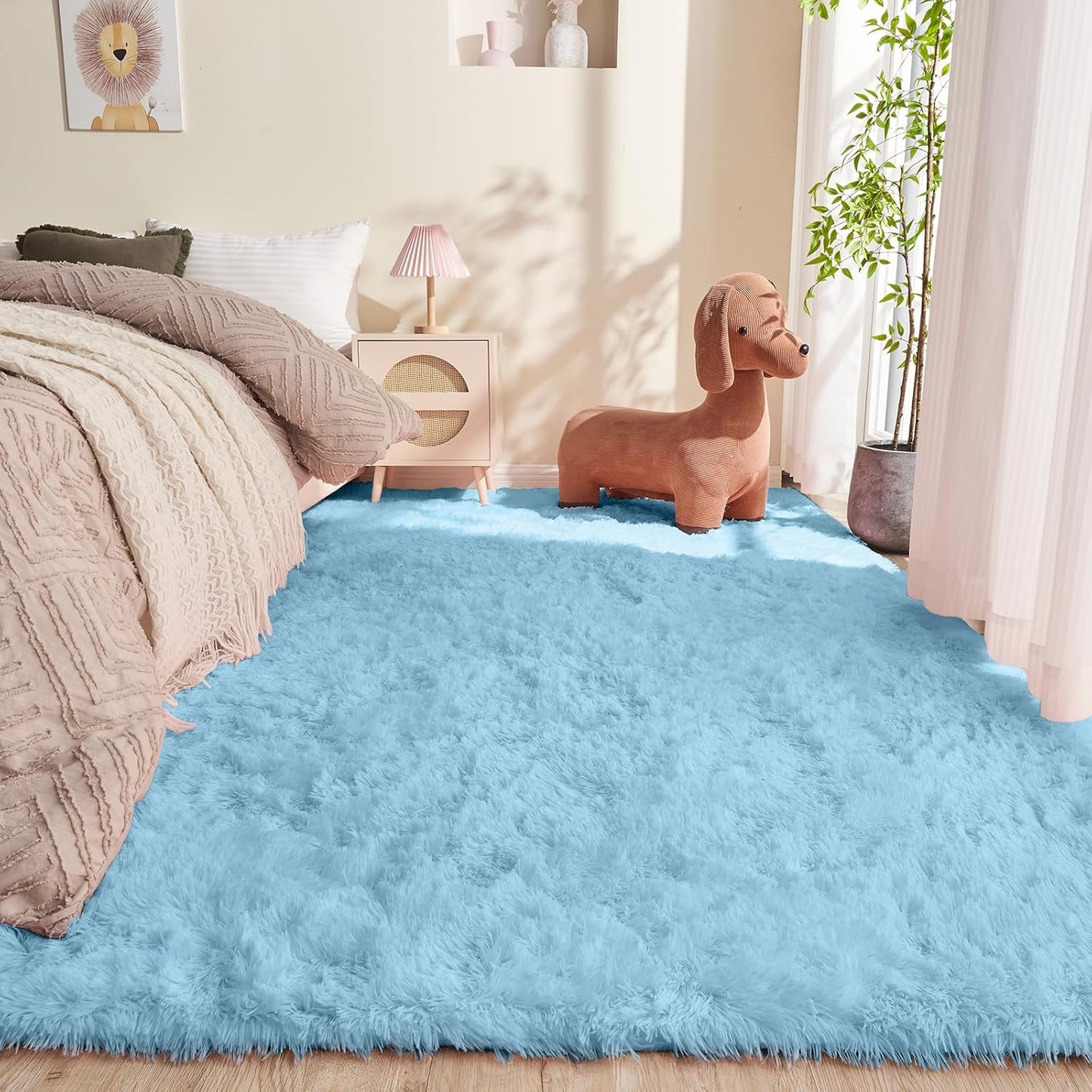OPPODREAM 4x6 Light Blue Rugs for Bedroom - Ultra-Soft Shag Carpet