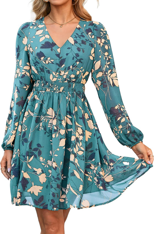 Simplee Womens Floral Mini Dress for Casual Fall Weddings