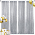 28FT Silver Sequin Backdrop Curtains Panels 2 x 8FT - Sparkling Photo