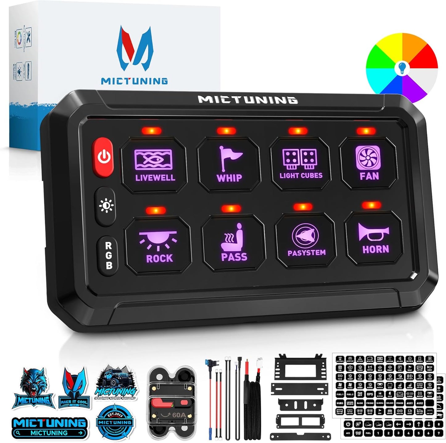 MICTUNING P1s RGB 5 Inch 8 Gang Switch Panel for Cars