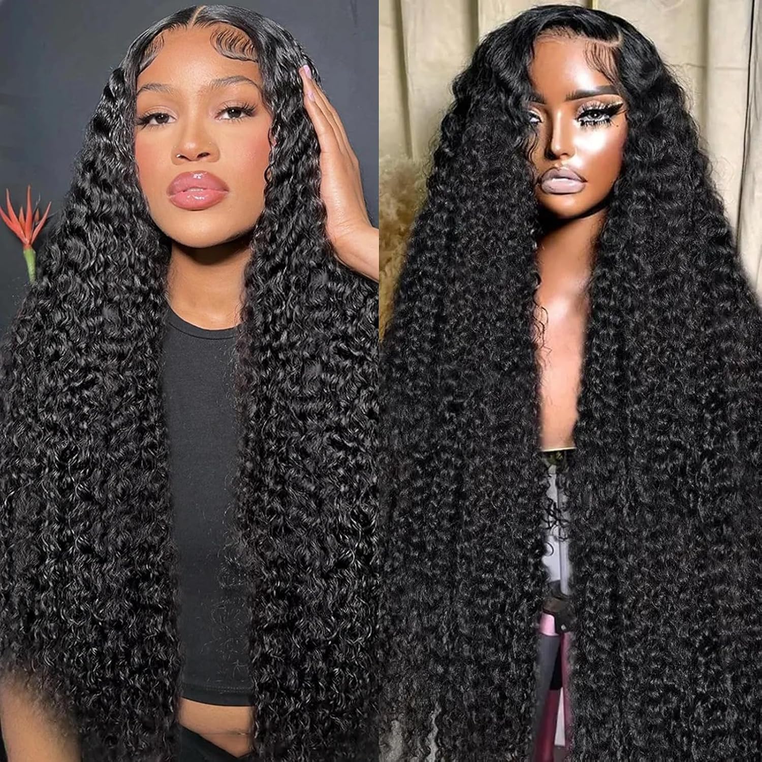 Deep Wave Lace Front Wigs Human Hair for Black Women 30 Inch