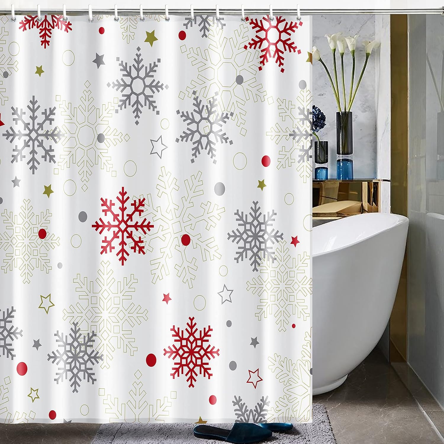 Winter Wonderland Snowflake Shower Curtain