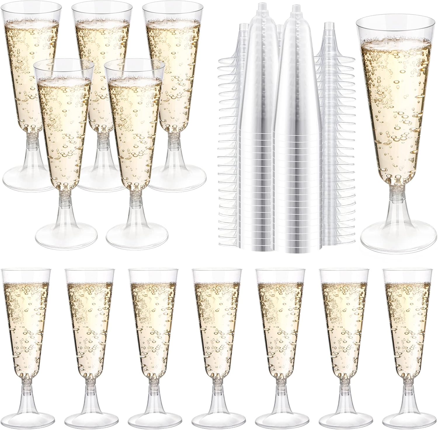SUREHOME 200 Pack Plastic Champagne Flutes for Any Occasion