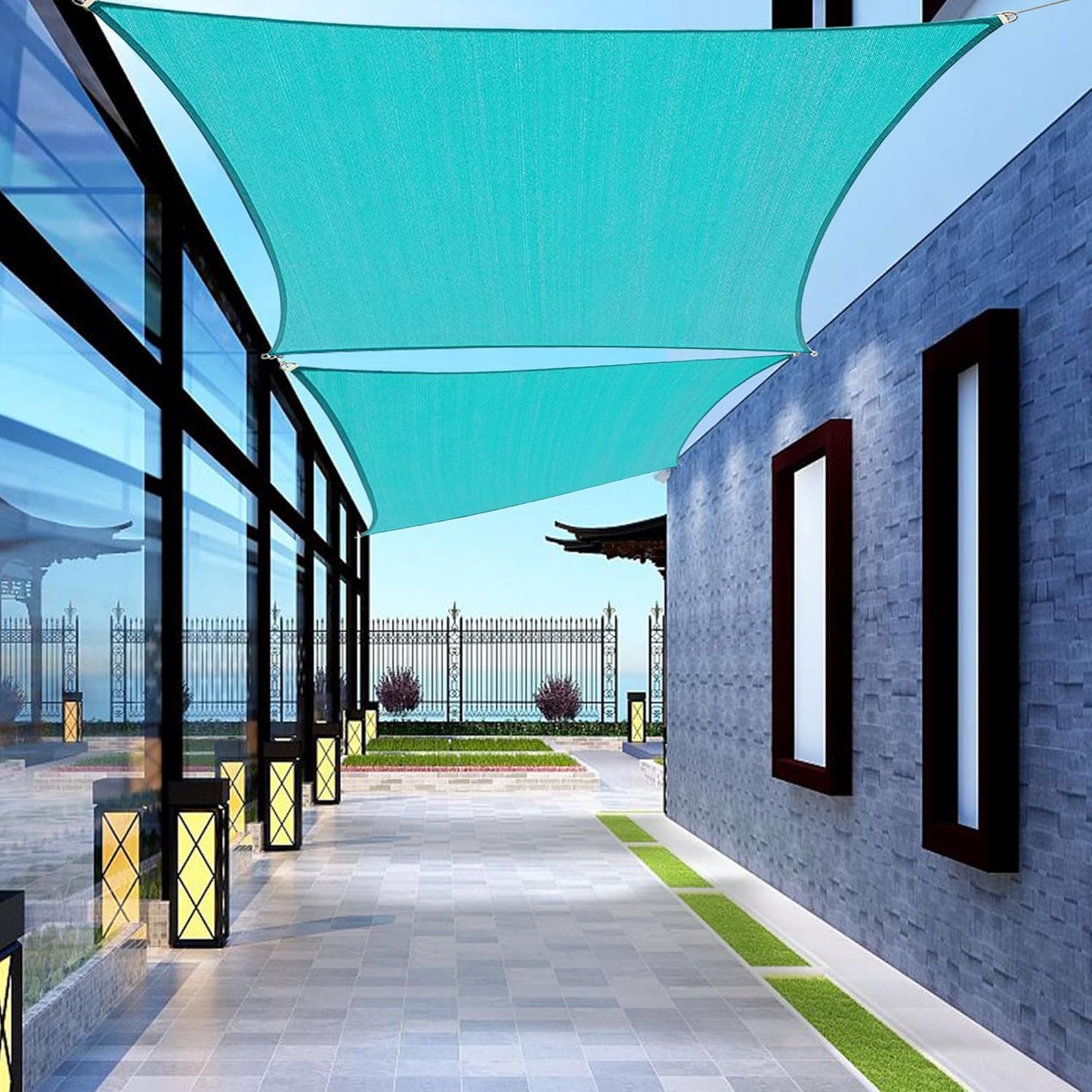 12ft x 12ft Turquoise Square Sun Shade Sail for Outdoor Spaces