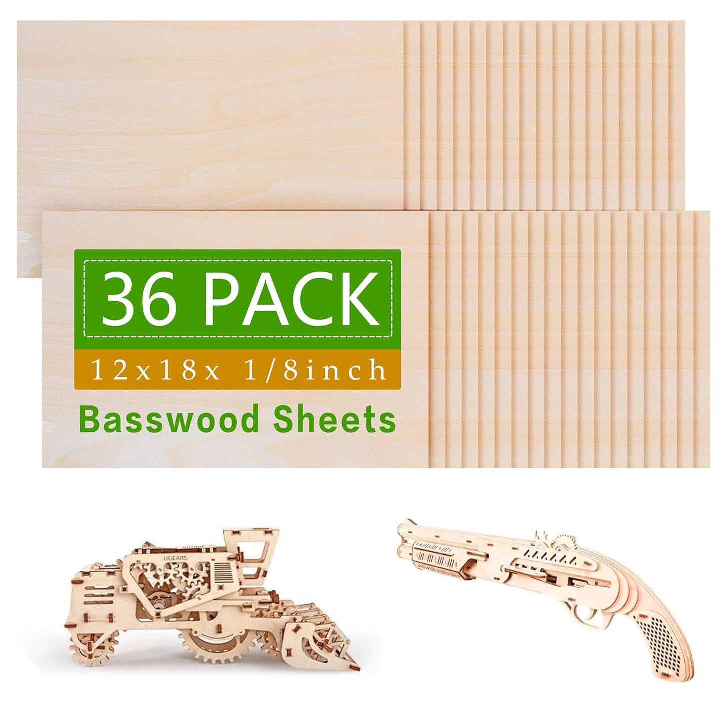 36 Pack Basswood Sheets for Laser Cutting and DIY Crafts
