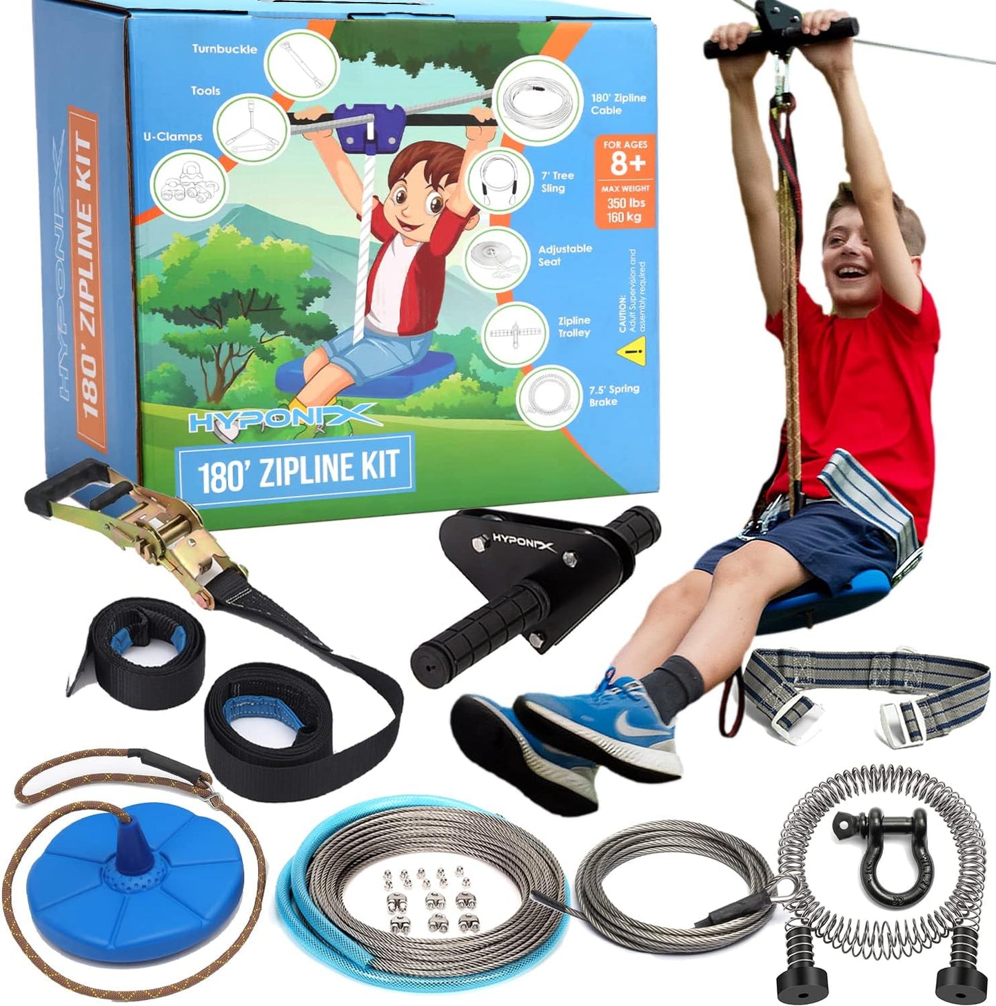 Hyponix Sporting Zip Line Kit for Kids and Adults - Fun Adventure