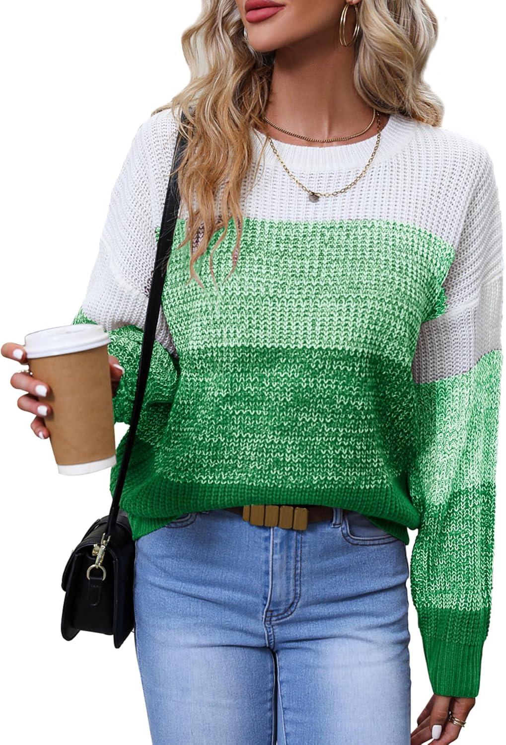 Women's Striped Color Block Sweater for Casual and Business Wear