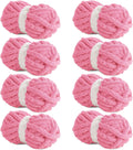 HOMBYS Rose Red Chunky Chenille Yarn for Crocheting - Super Bulky Soft