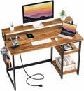 47 Computer Desk with Power Outlets & Monitor Stand