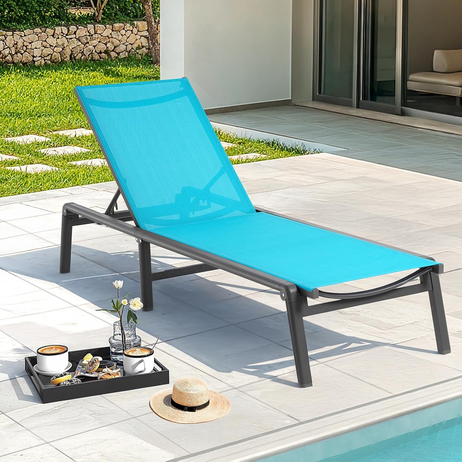 Aluminum Chaise Lounge Chair Outdoor for Poolside Relaxation