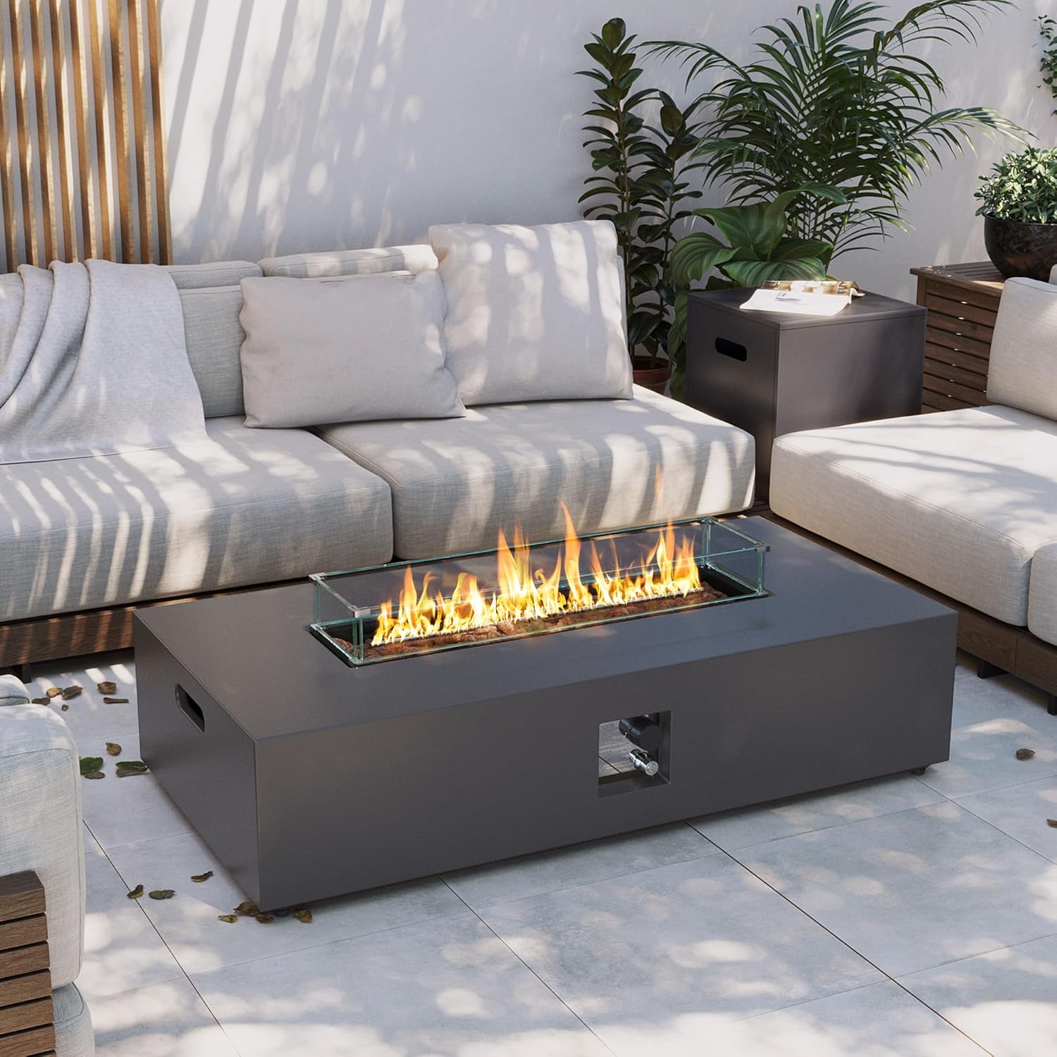 UPHA 56-inch Outdoor Propane Gas Fire Pit Table for Patios