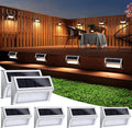 Solar Fence Lights Outside 6 Pack - Bright 9 LED Waterproof Step