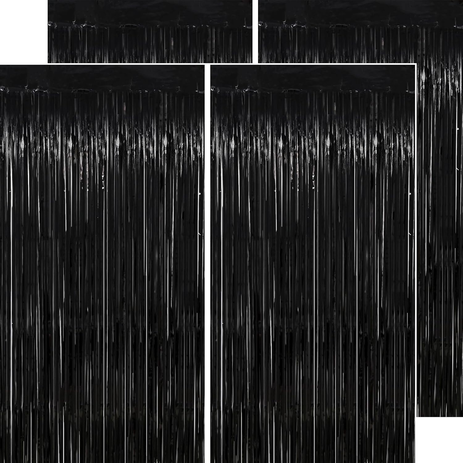 Glittery Black Party Backdrop - 4 Pack 3.2 x 8.2 FT - Perfect for All Occasions!