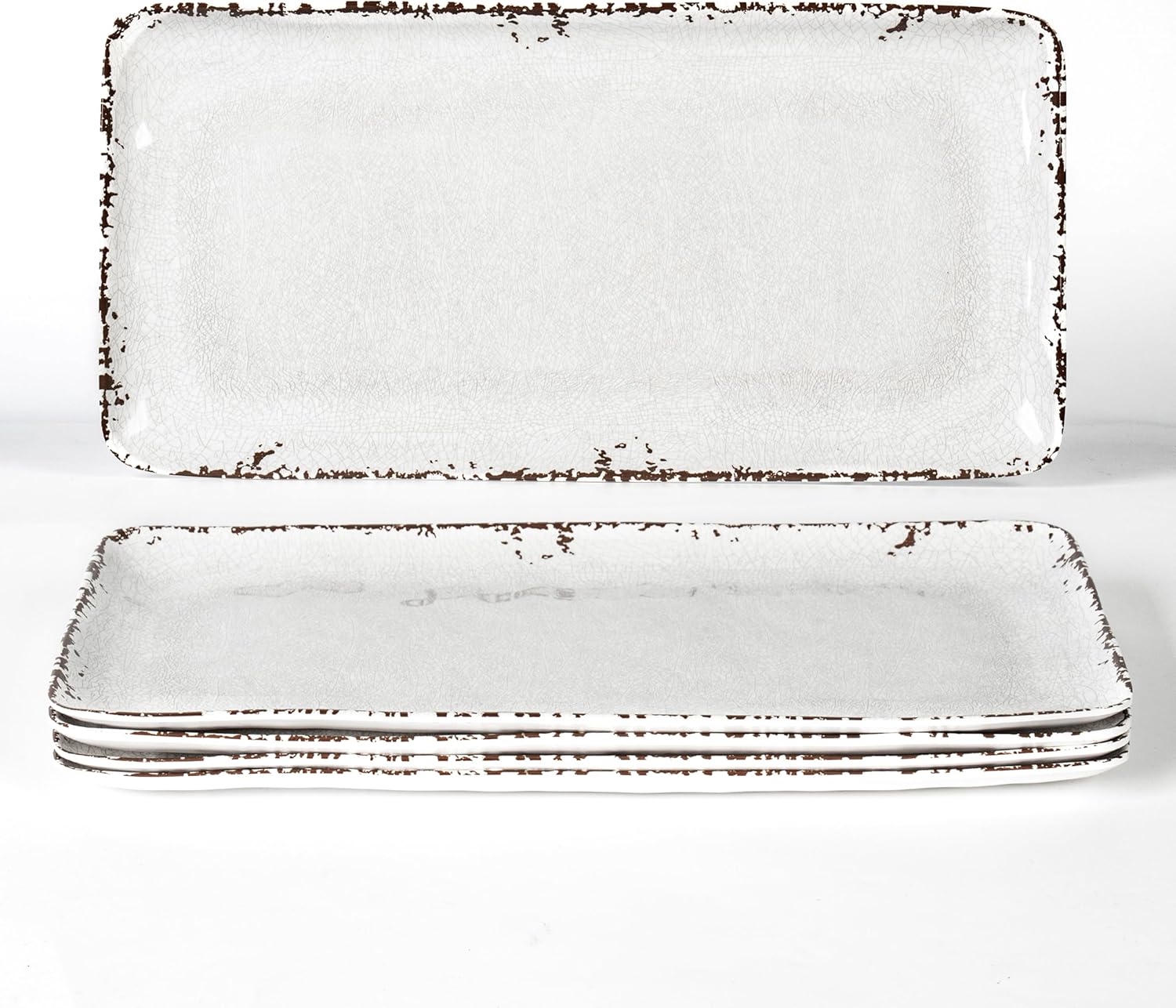 14 x 7 White Serving Platter Set for Appetizers and Snacks
