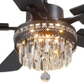 Asyko Crystal Ceiling Fan Fandelier with Lights - 46in Elegant Quiet