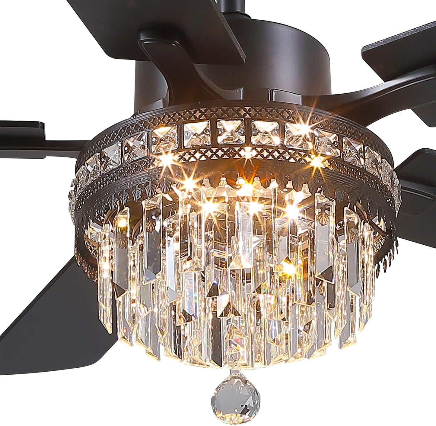 Asyko Crystal Ceiling Fan Fandelier with Lights for Home Use