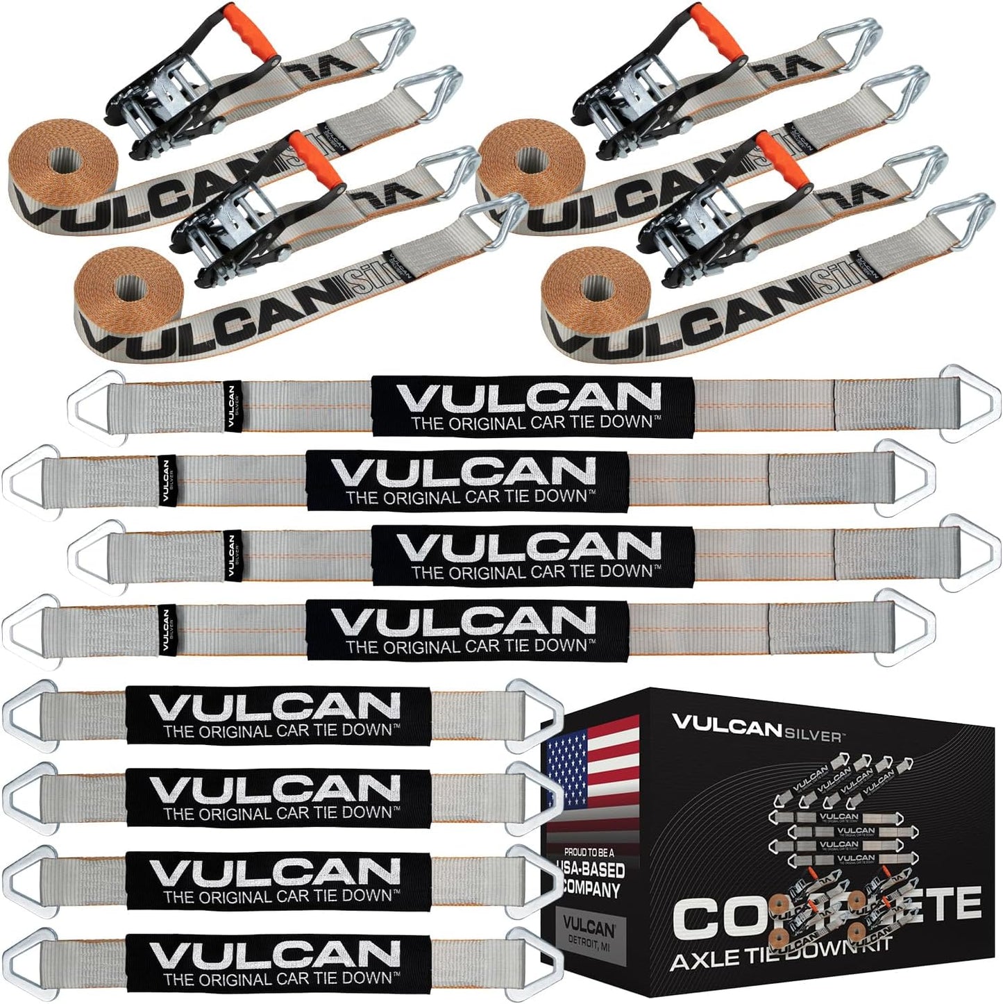 VULCAN Complete Axle Strap Tie Down Kit for Safe Vehicle Hauling