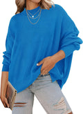 ZESICA Women's Fall 2025 Ribbed Knit Oversized Pullover - Cozy Tunic