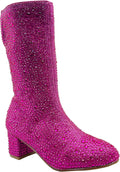 Girl's Rhinestone Round Toe Knee High Chunky Low Heel Boot - Sparkle