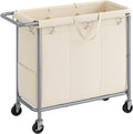 Laundry Basket with Wheels 3-Section Rolling Hamper - Large Capacity