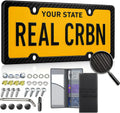 Anti Theft 100% Real Carbon Fiber License Plate Frame - Sleek, Secure
