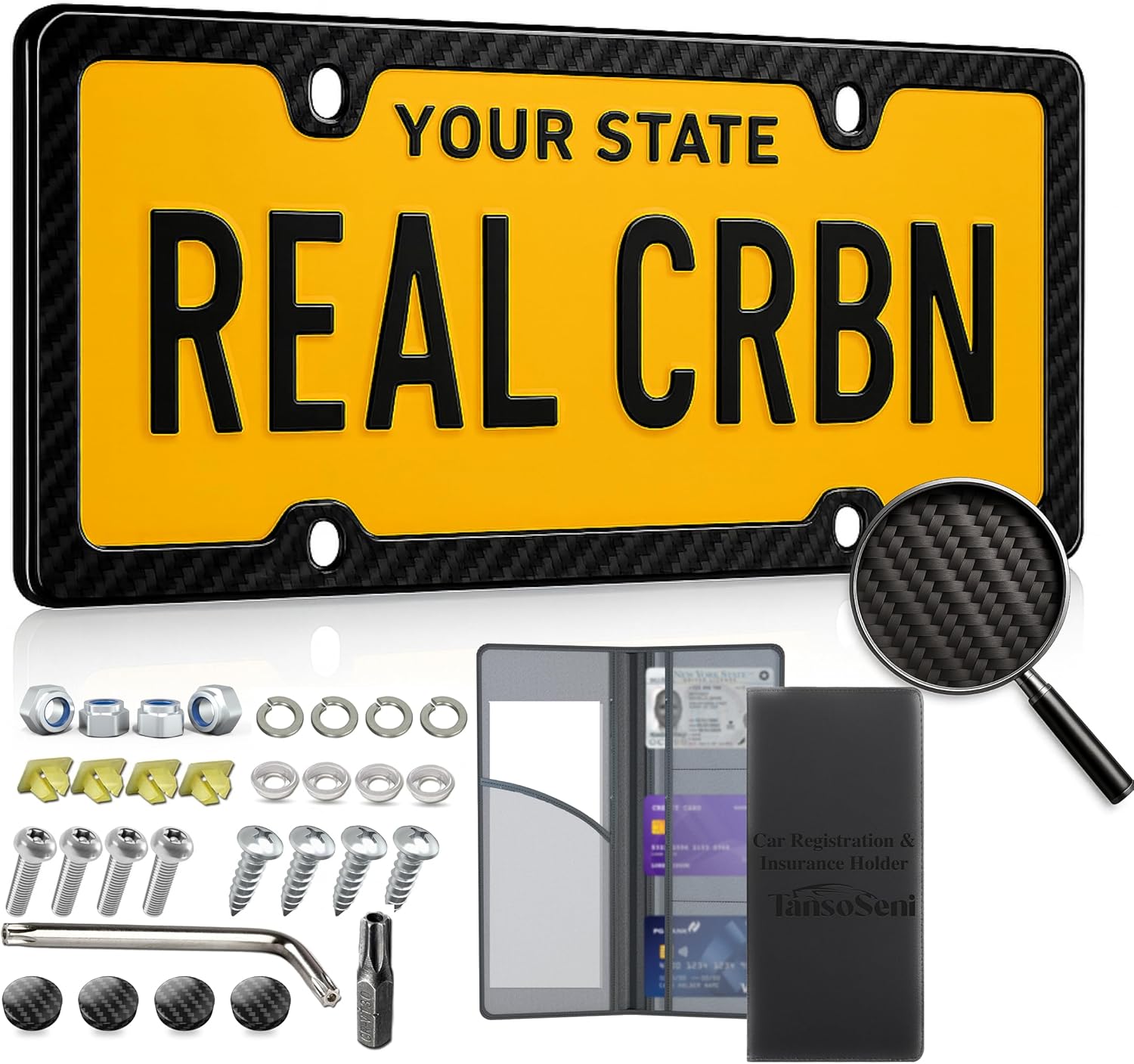 Anti Theft Carbon Fiber License Plate Frame for Cars - Durable