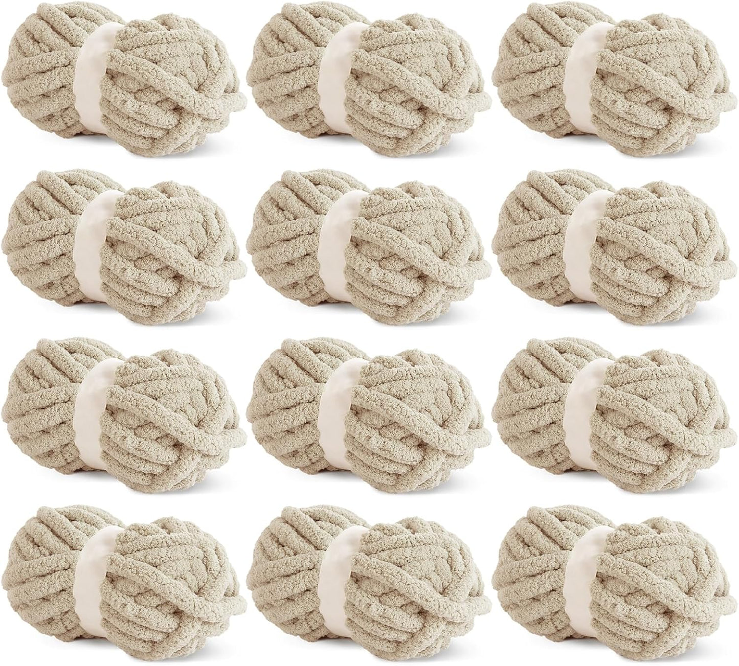 HOMBYS Khaki Chunky Chenille Yarn for Cozy Knitting Projects