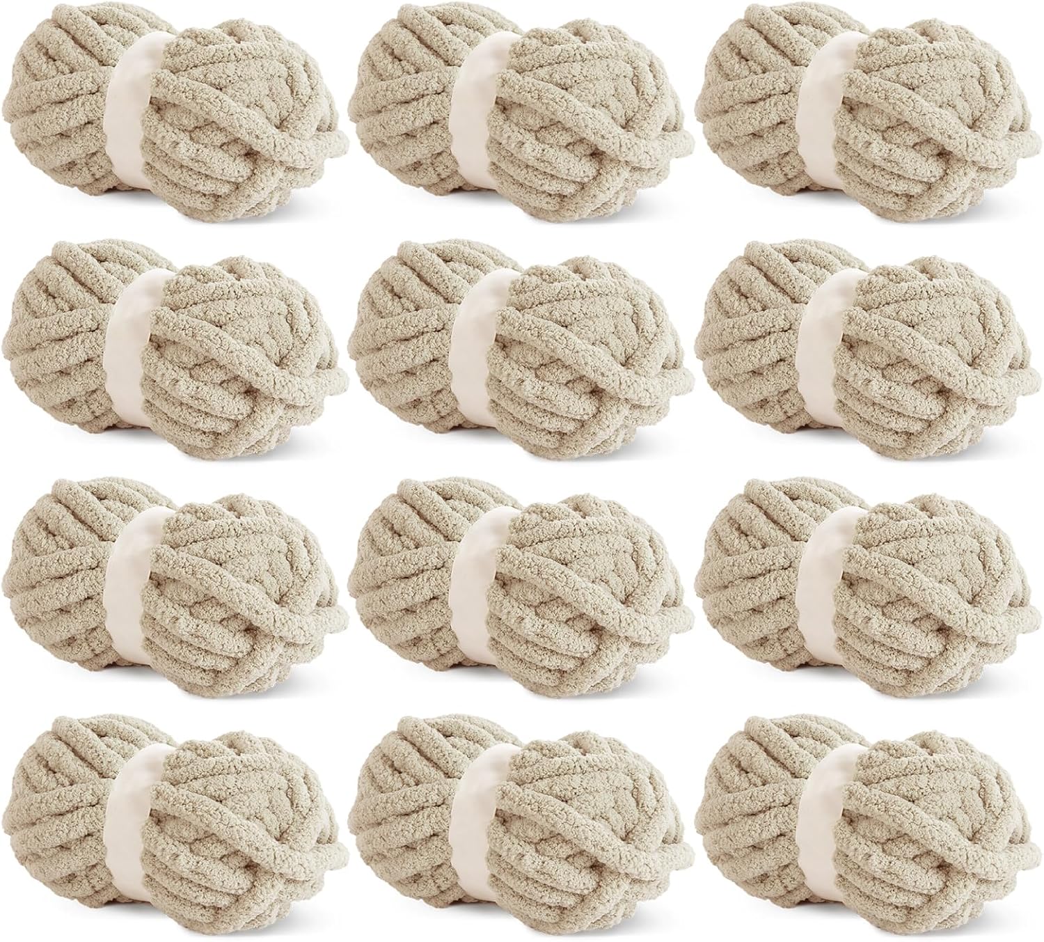HOMBYS Khaki Chunky Chenille Yarn for Cozy Knitting Projects