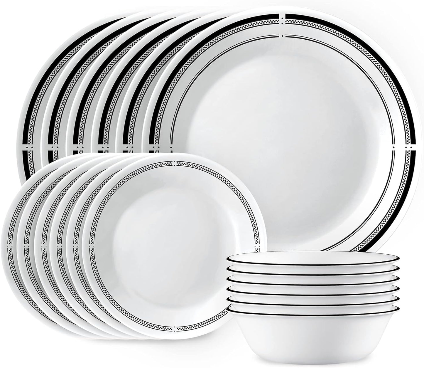 Corelle 18-Piece Round Dinnerware Set for 6, Lightweight Plates