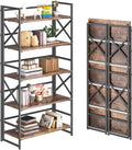 4NM 5 Tiers No Assembly Book Shelves - Foldable Space Saving Bookcase