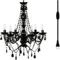 Elegant Plug-in 6 Light Black Hanging Swag Chandelier Design