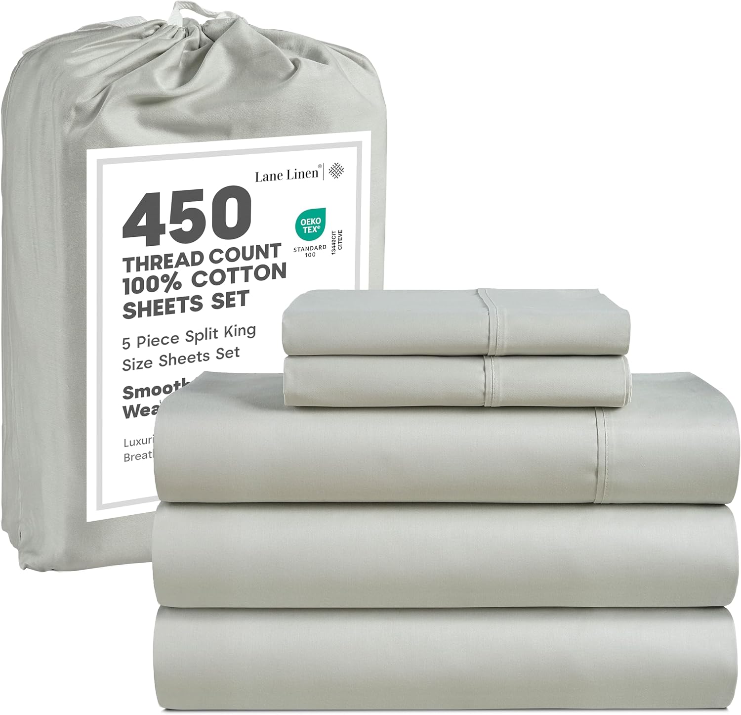 LANE LINEN Split King Sheet Set for Adjustable Beds, Soft & Cool