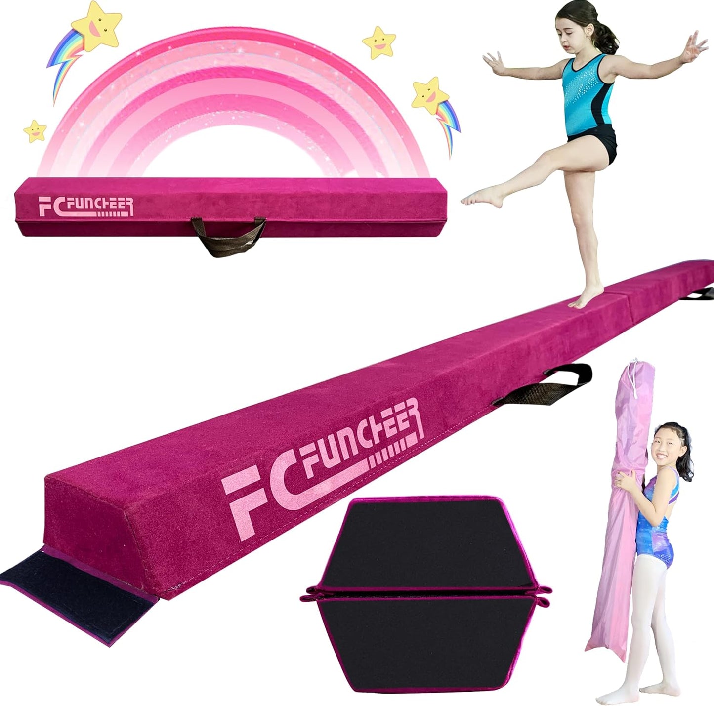 6FT/9FT Folding Balance Beam for Kids - Safe Gymnastics Training