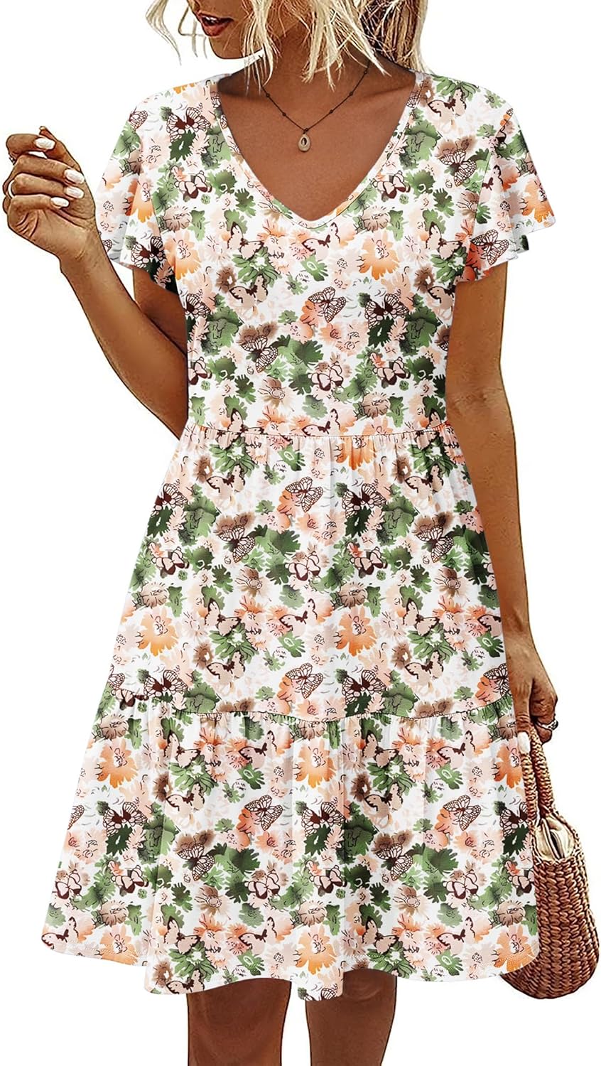 HOTOUCH Women's Casual Summer Dress with Pockets and Ruffles