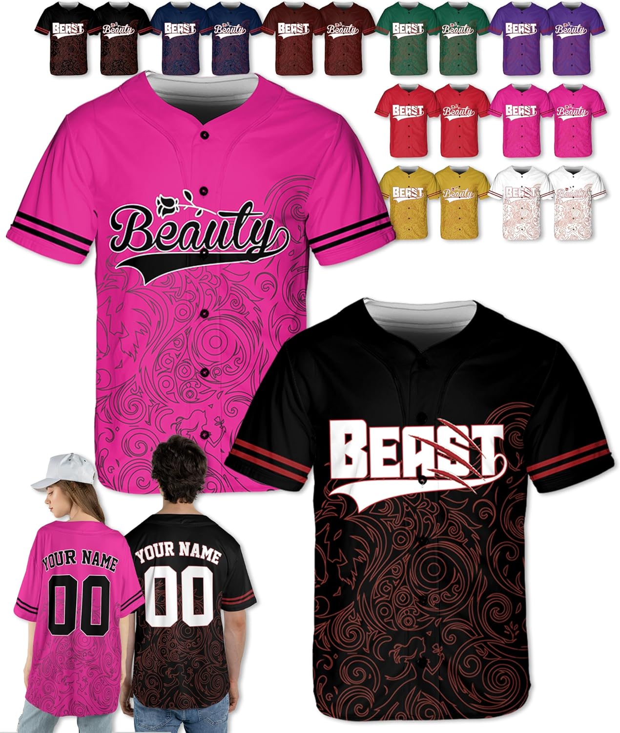 Personalized King & Queen Couple Jerseys - Custom Matching Set